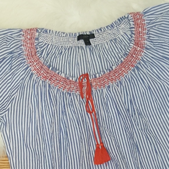 J Crew Embroidered Striped Tunic Beach Cover Up Size XS - Picture 6 of 8